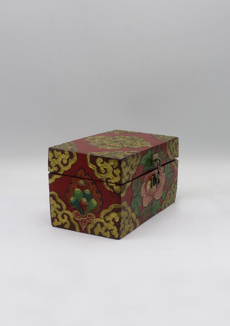 Handpainted Tibetan Wooden Boxes with Double Dorjee - Medium