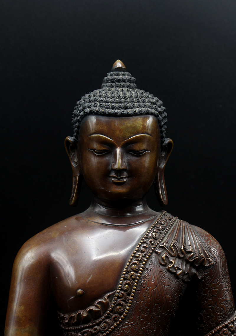 Copper Oxidized Masterpiece Shakyamuni Buddha Statue 11"