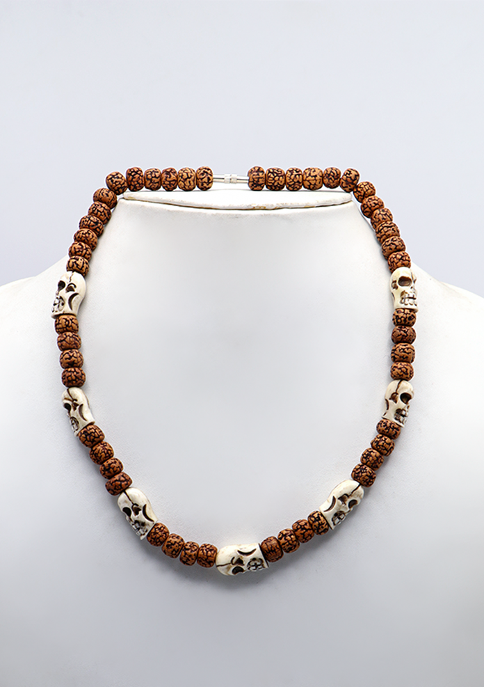 Rudraksha Mala with Skull Bone Counter