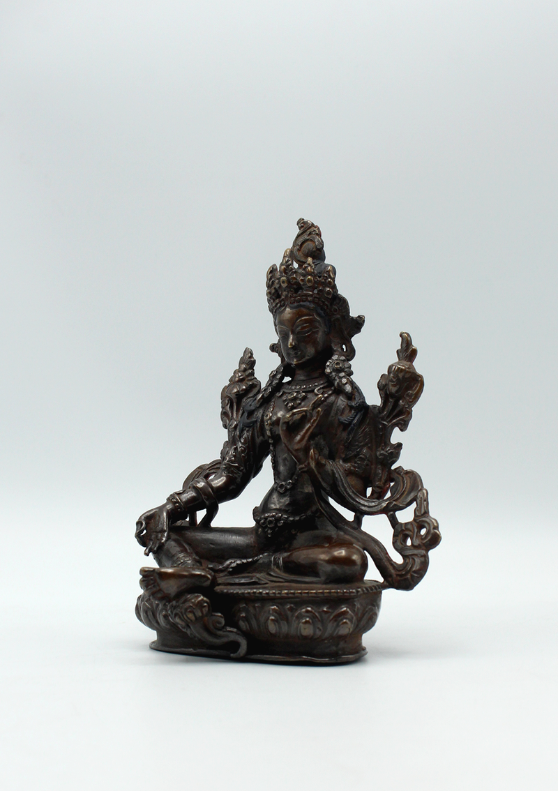 Oxidized Copper Green Tara Statue
