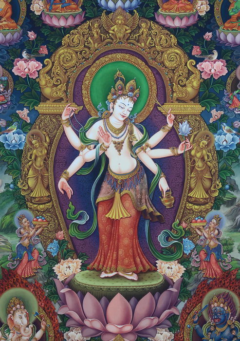 Sudarshan Lokeshvara Newari Paubha Print Signed by Sundar Sinkhwal