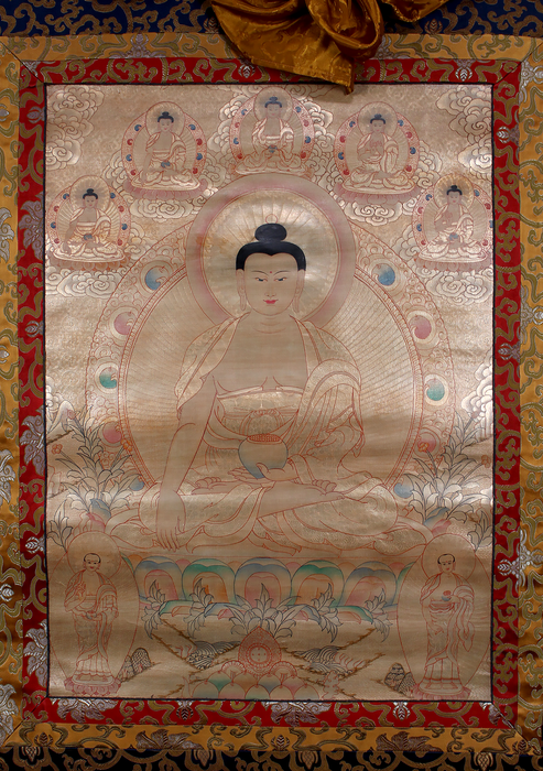 Shakyamuni Buddha Brocade Thangka Painting