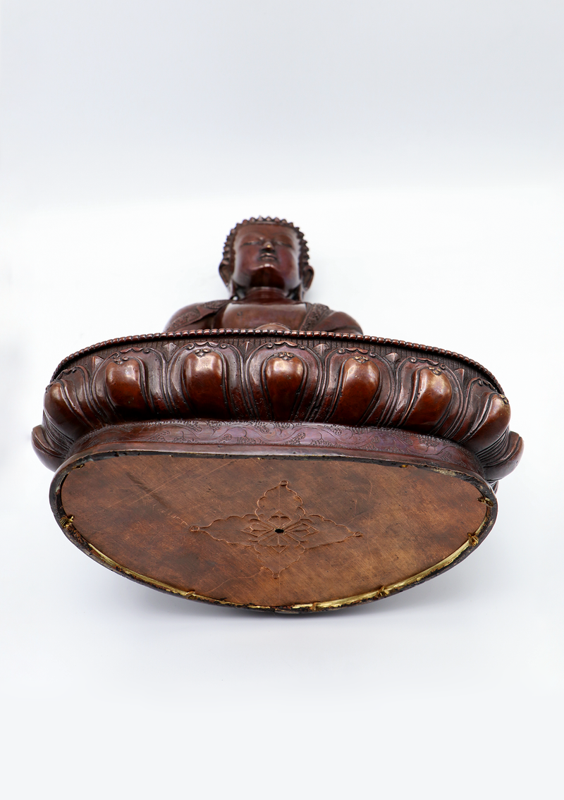 Copper Oxidized Amitabha Buddha Statue 13"H