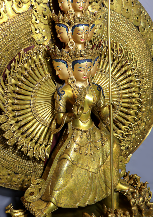 Mastercrafted 24 K Gold Sitatapatra or Dukkar Statue 51"H