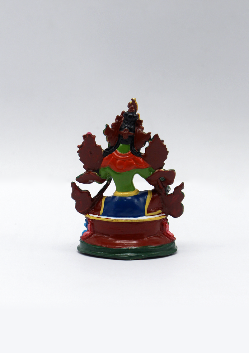 Hand Painted Copper Green Tara Statue 2.5"H