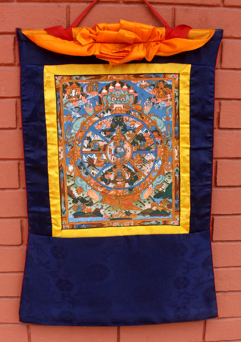 Wheel of Life Wall Hanging Banner with Brocade stock clearance sale