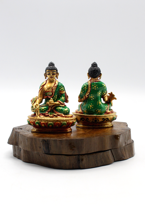 Medicine Buddha Partly Gold Plated Handpainted Statue