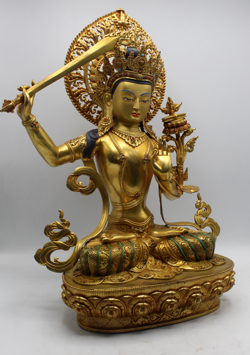 Masterarts 24 K Gold Plated TheManjushree Statue 21"H
