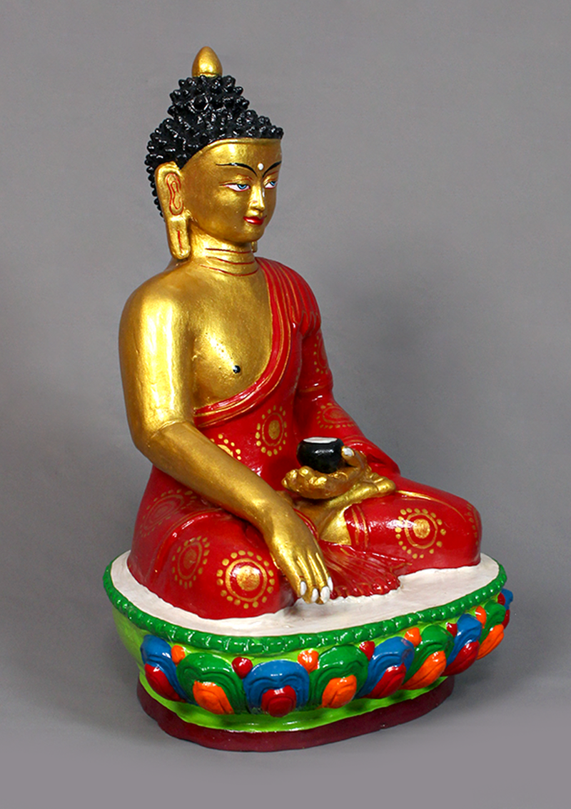 Handpainted Ceramic Shakyamuni Buddha Statue 14" H