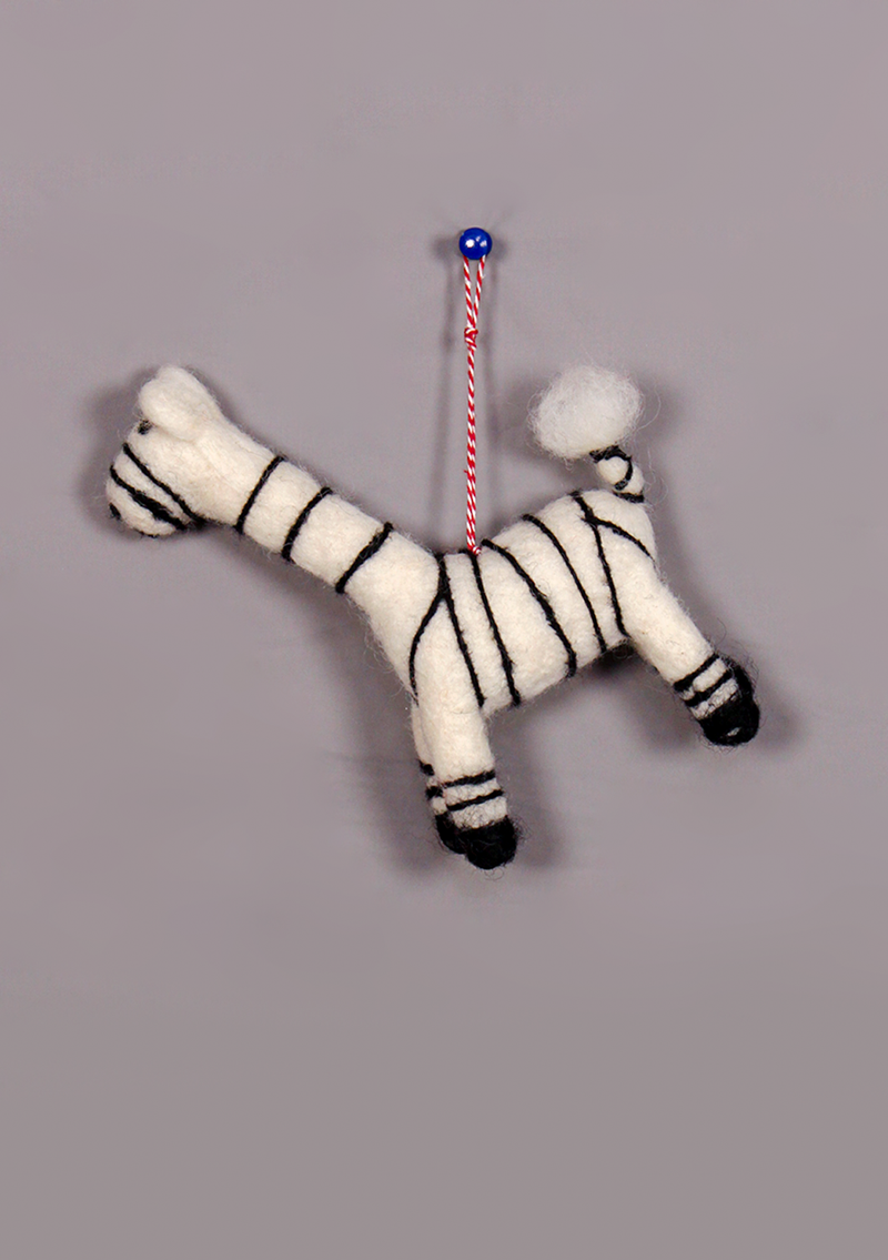 Handmade Felt Zebra Hanging Decor