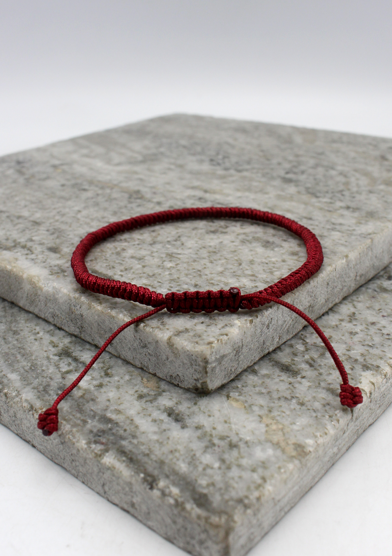 Bright Maroon Lucky Knots Protection Tibetan Bracelet