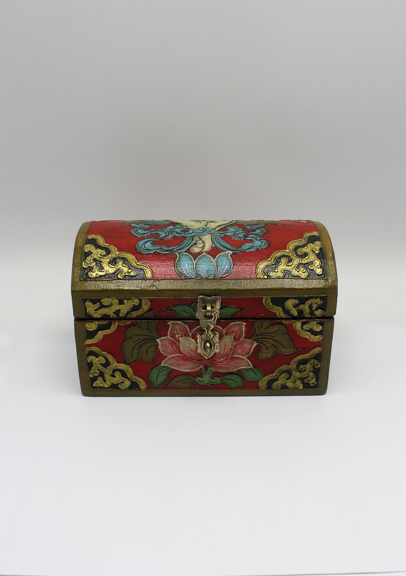 Handpainted Tibetan Wooden Optical Boxes with Conch - Medium