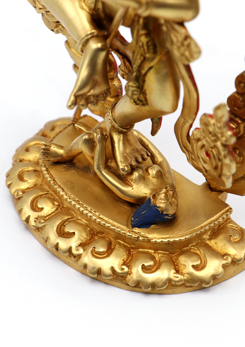 Fully Gold Plated Simhamukha  Sngha Jogini Statue 7.5"H
