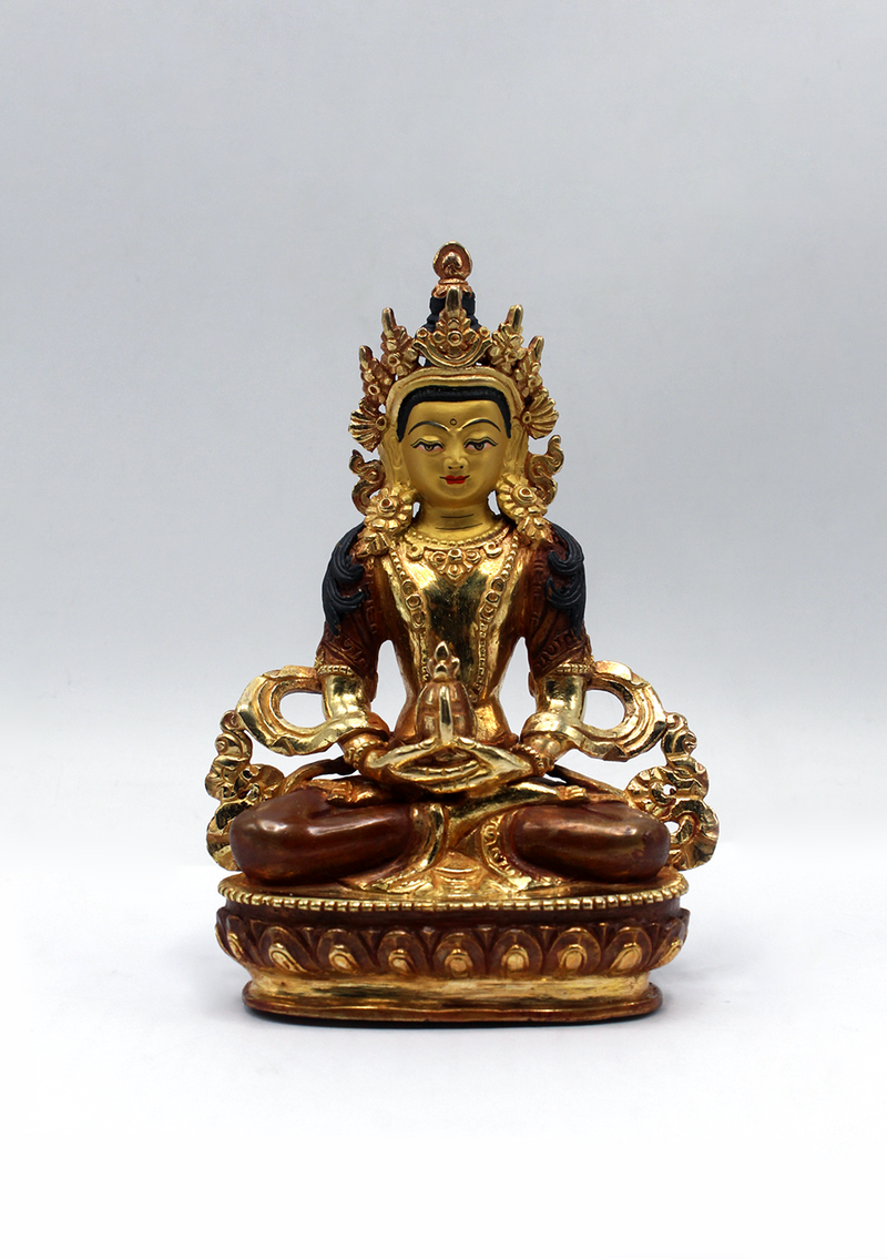 Partly Gold Plated Aparmita Statue 5.5" H