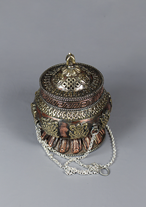 8 Auspicious Symbol Copper Incense Burner