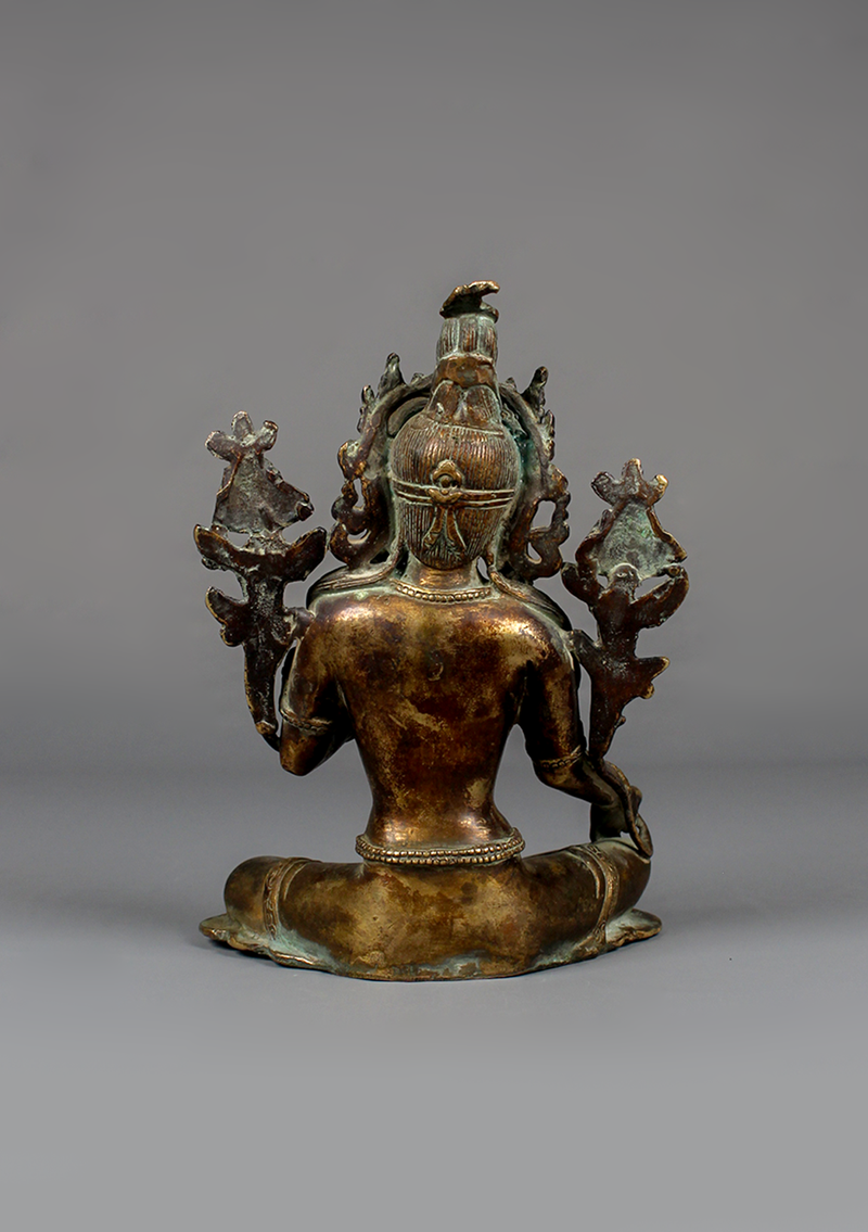 Antique Style Green Tara Statue 7"
