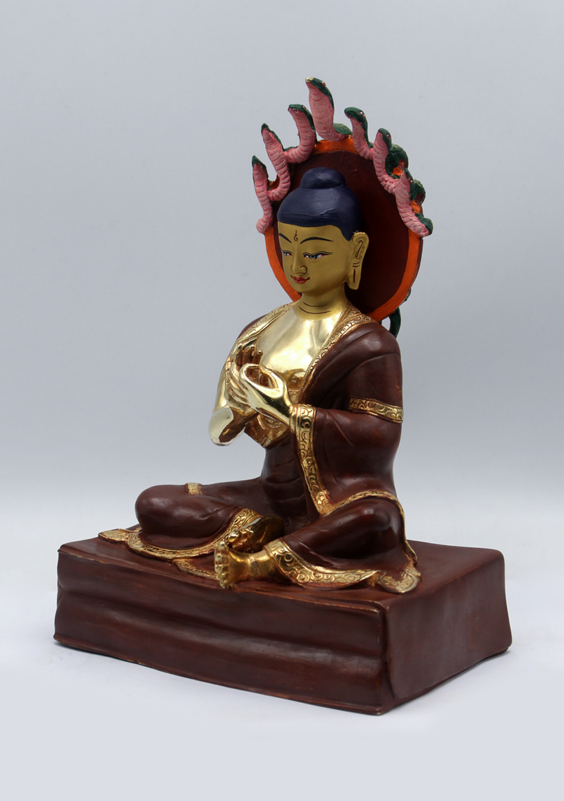 Partly Gold Plated Nagarjuna Buddha Statue 9.5"H