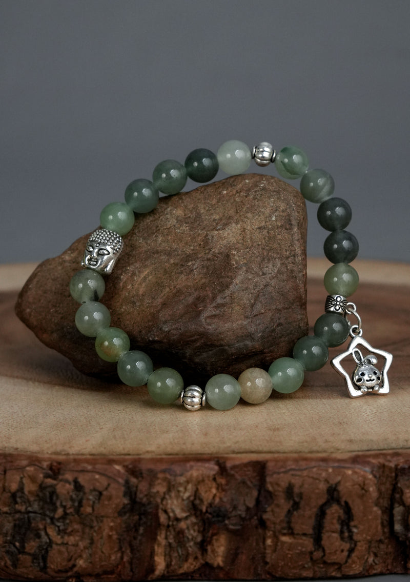 Mixed Stones Wrist Bracelet with Charm