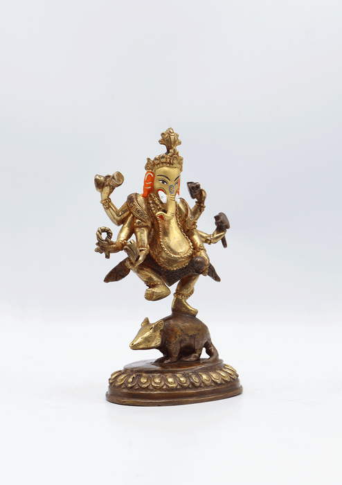 Partly Gold Plated Dancing Ganesha Statue 5.5" High SS-ST130
