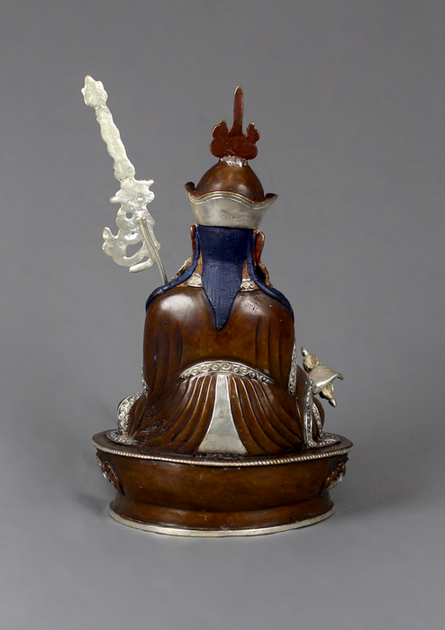 Guru Padmasambhava  Silverplated  Copper Statue 9" H