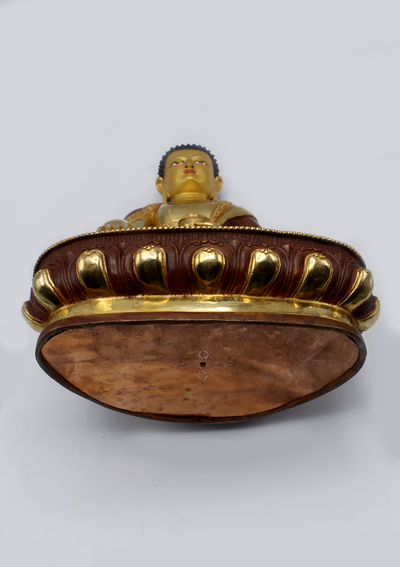 Partly Gold Plated Copper Shakyamuni 13" H