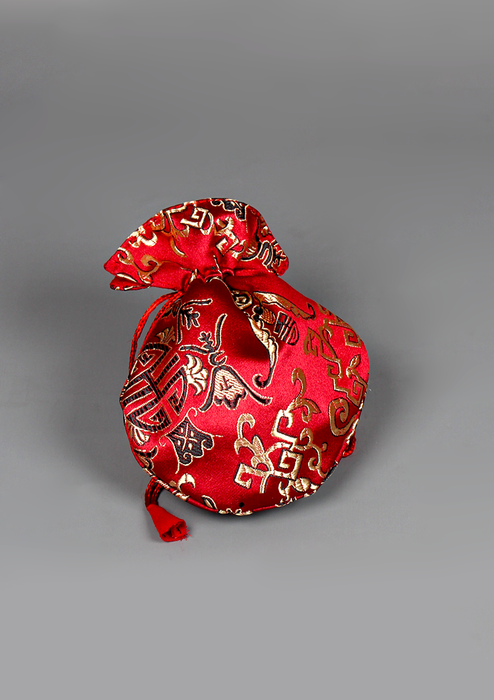 Silk Brocade Drawstring Mala Bag