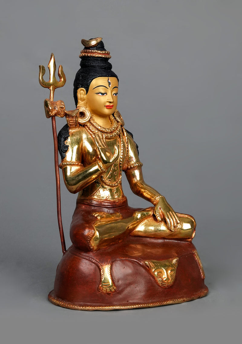 Partly Gold Plated Shiva Statue 8.5"H