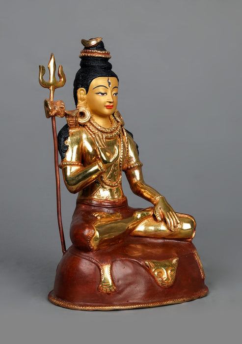 Partly Gold Plated Shiva Statue 8.5"H
