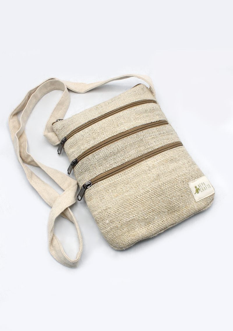 Multi zipper Hemp Passport Travel Bag