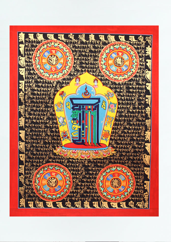 Black Kalachakra Mantra Thangka Painting (A)