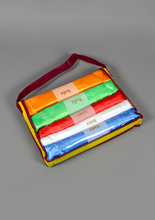 Tibetan Auspicious Symbol Khata Set of 5