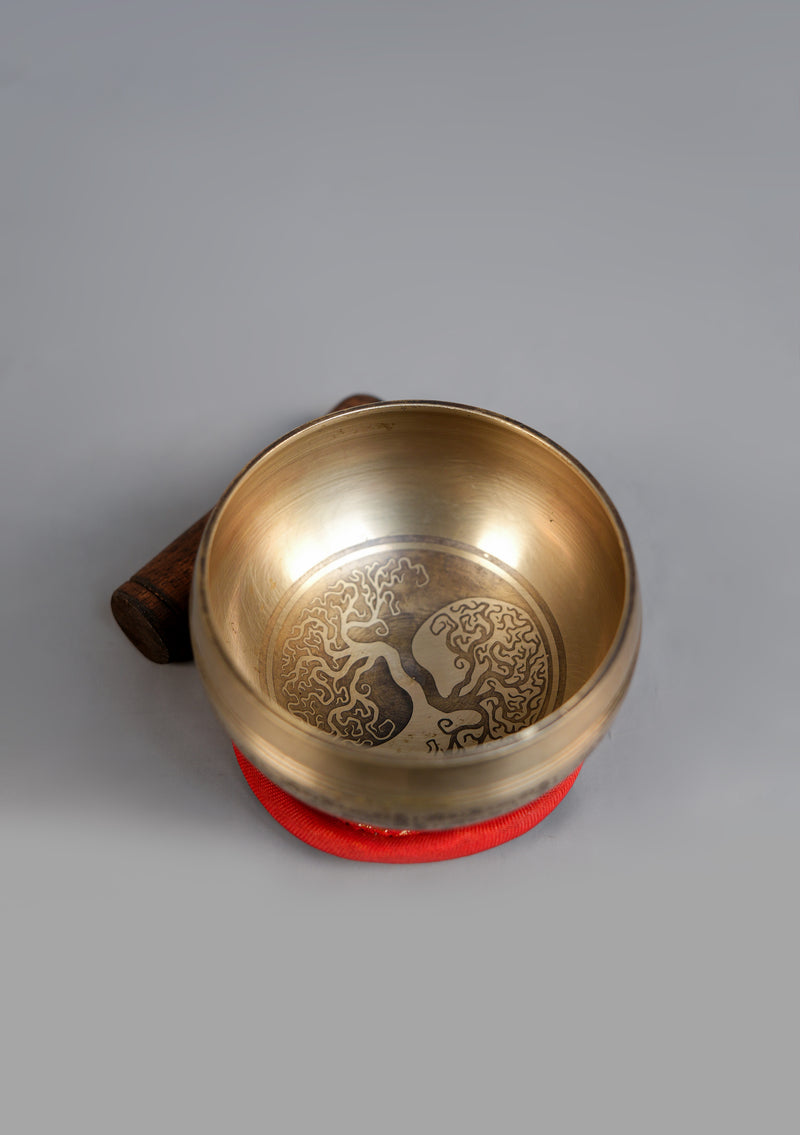 Tibetan Yin Yang Tree of Life Etched Singing Bowl