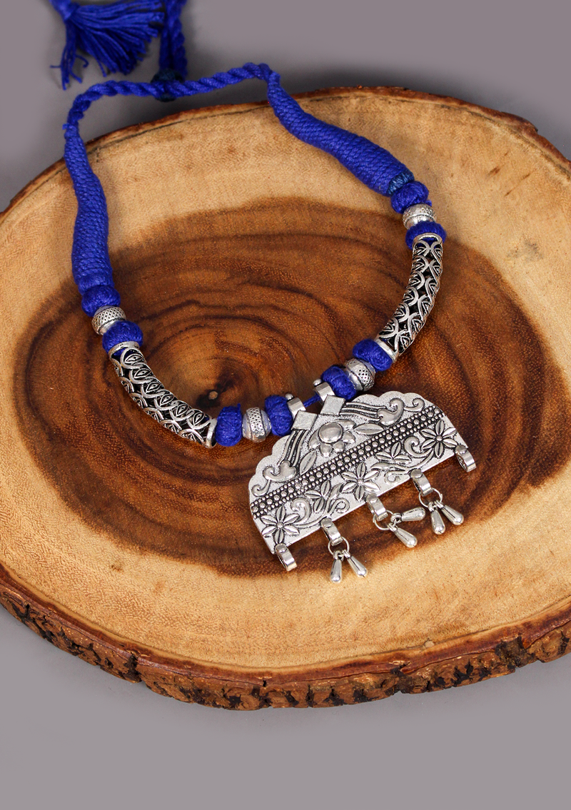Elegant White Metal Tribal Style Pendant from Nepal