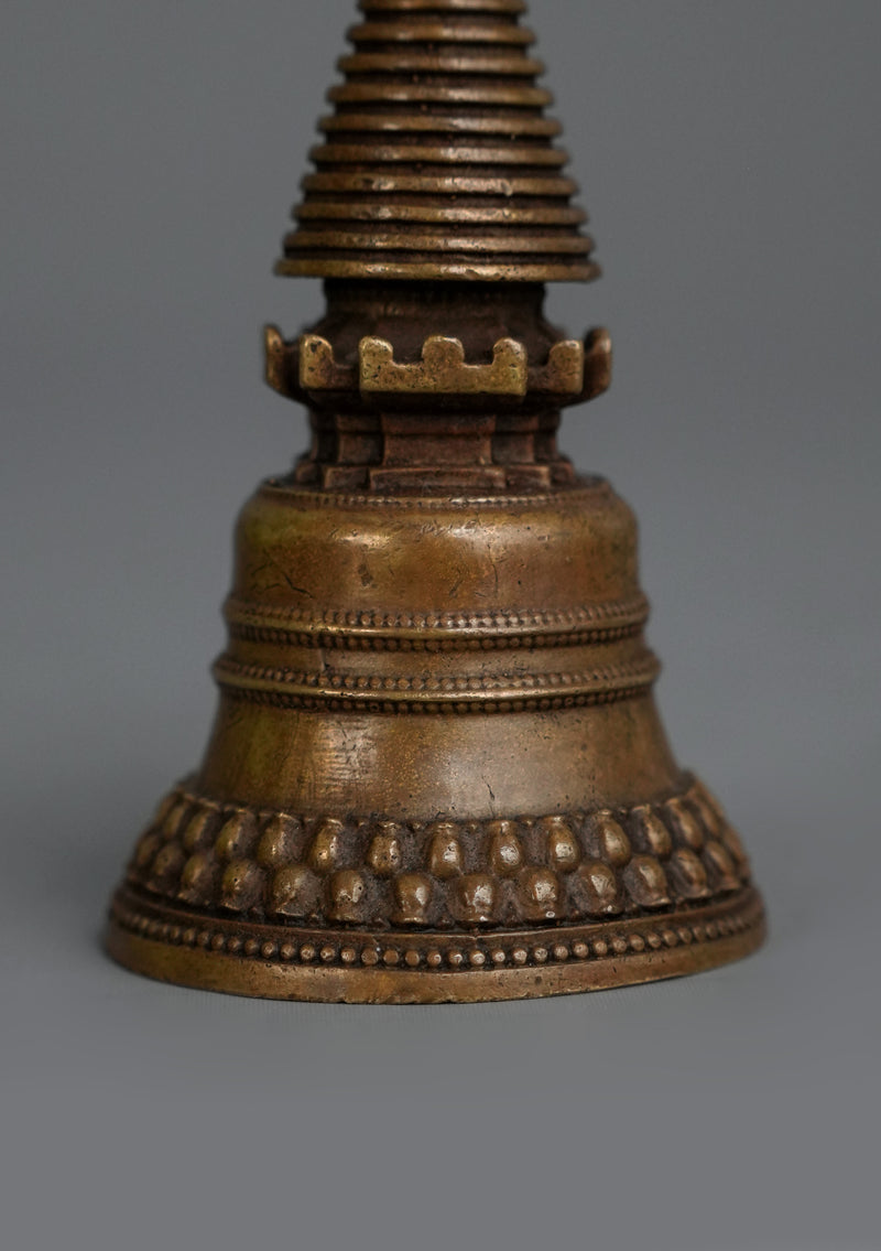 Brass Tibetan Chorten Stupa 4.25"H