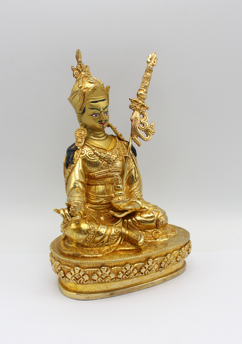 Fully Gold Plated Guru Padmasambhava Statue 8" H