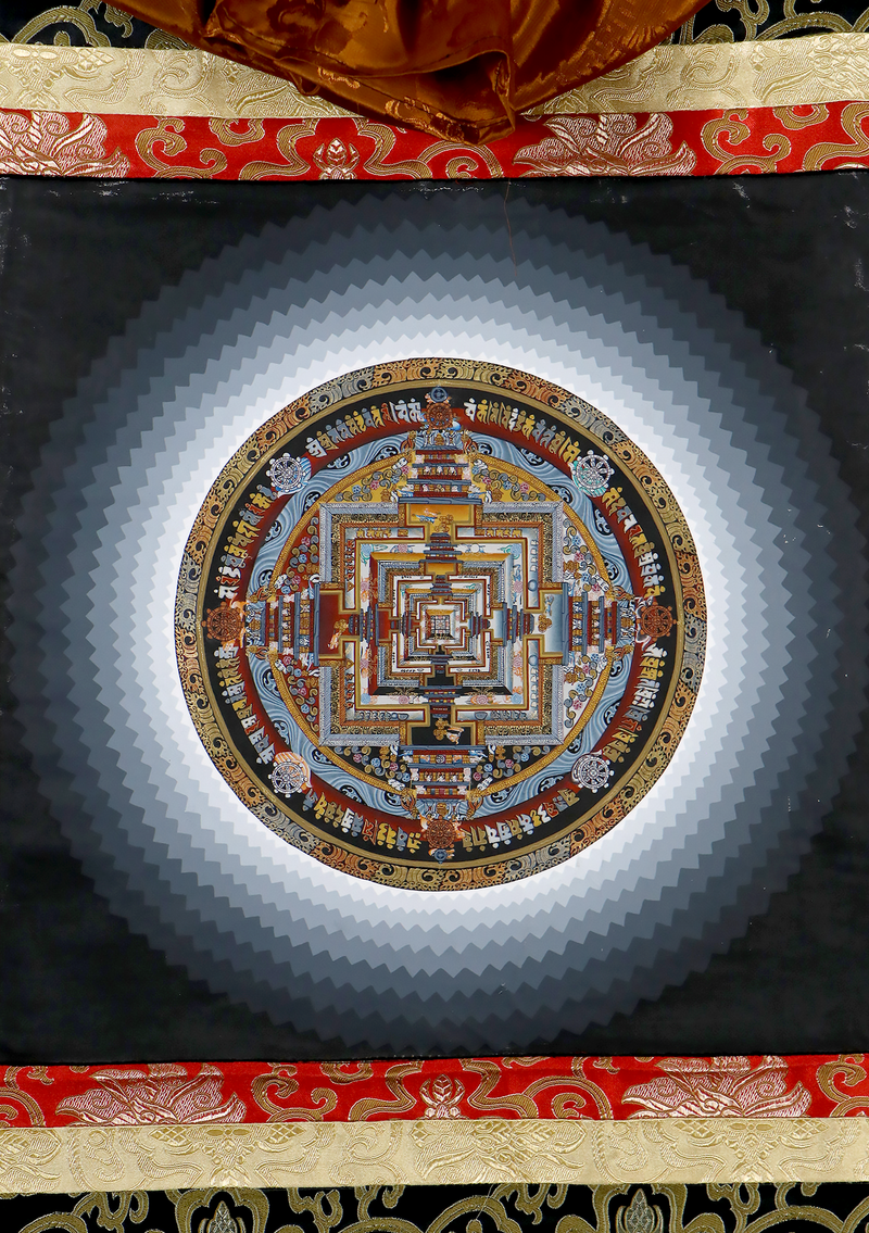 Thousand Petal Lotus Kalachkara Mandala Brocade Thangka Painting