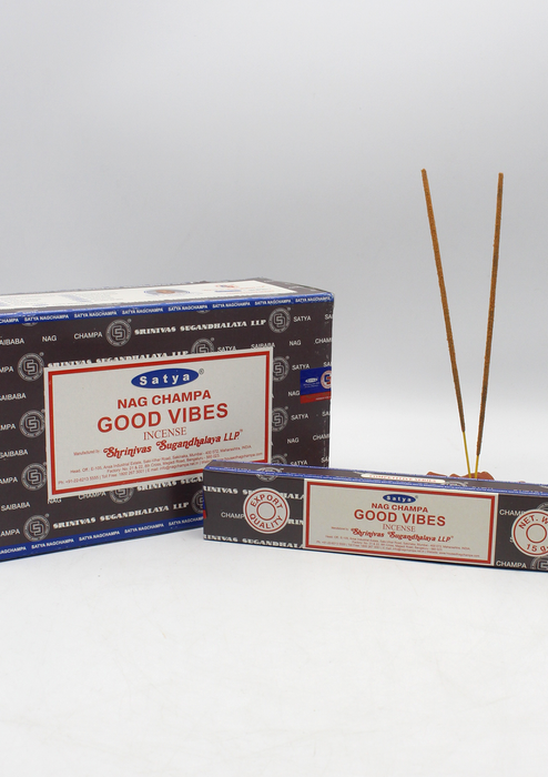 Satya Nagchampa Good Vibes Incense Sticks, Set of 12 Packs, Each 15 g