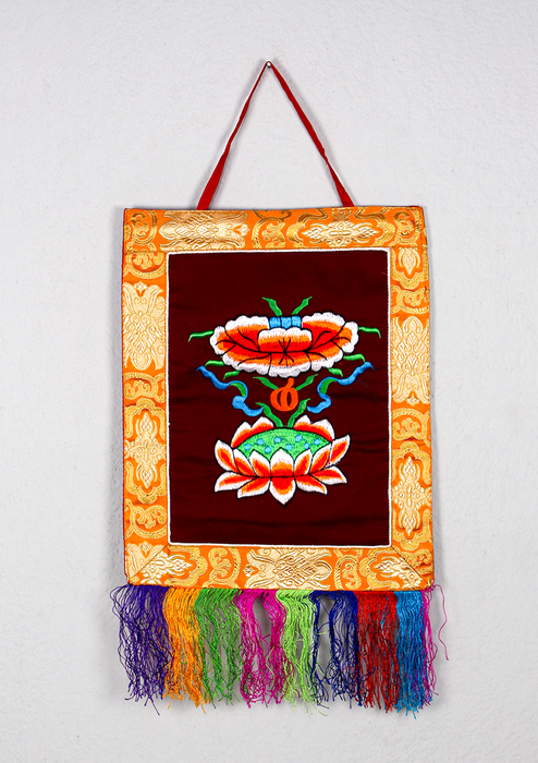 Buddhist Auspicious Symbols Brocade Wall Hanging