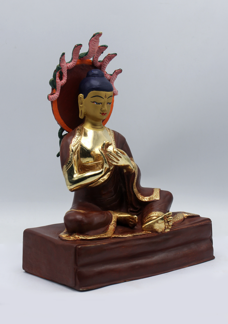 Partly Gold Plated Nagarjuna Buddha Statue 9.5"H