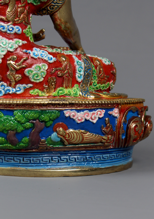 Buddha Life Shakyamuni Carved Gold Gilded Handpainted Statue 10"H