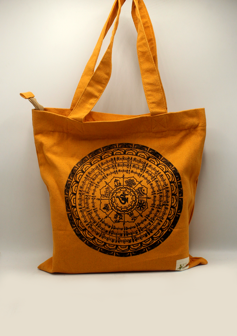 Cotton Eight Auspicious Symbols Mandala Printed Tote Bag
