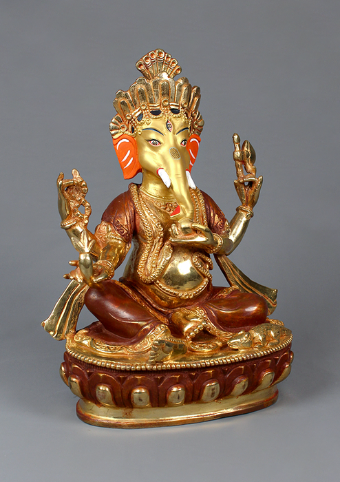 Copper Gold Plated  Ganesha Statue 9.5" H