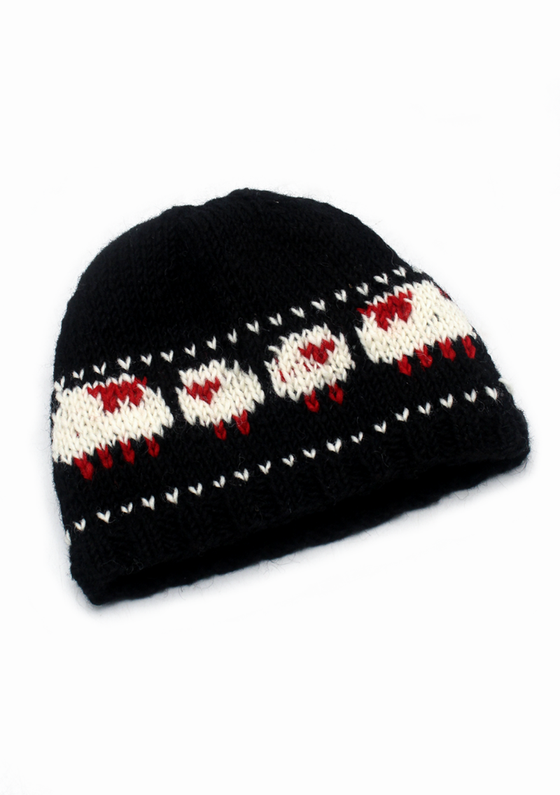 Handknited  Sheep Sheep Black  Beanies