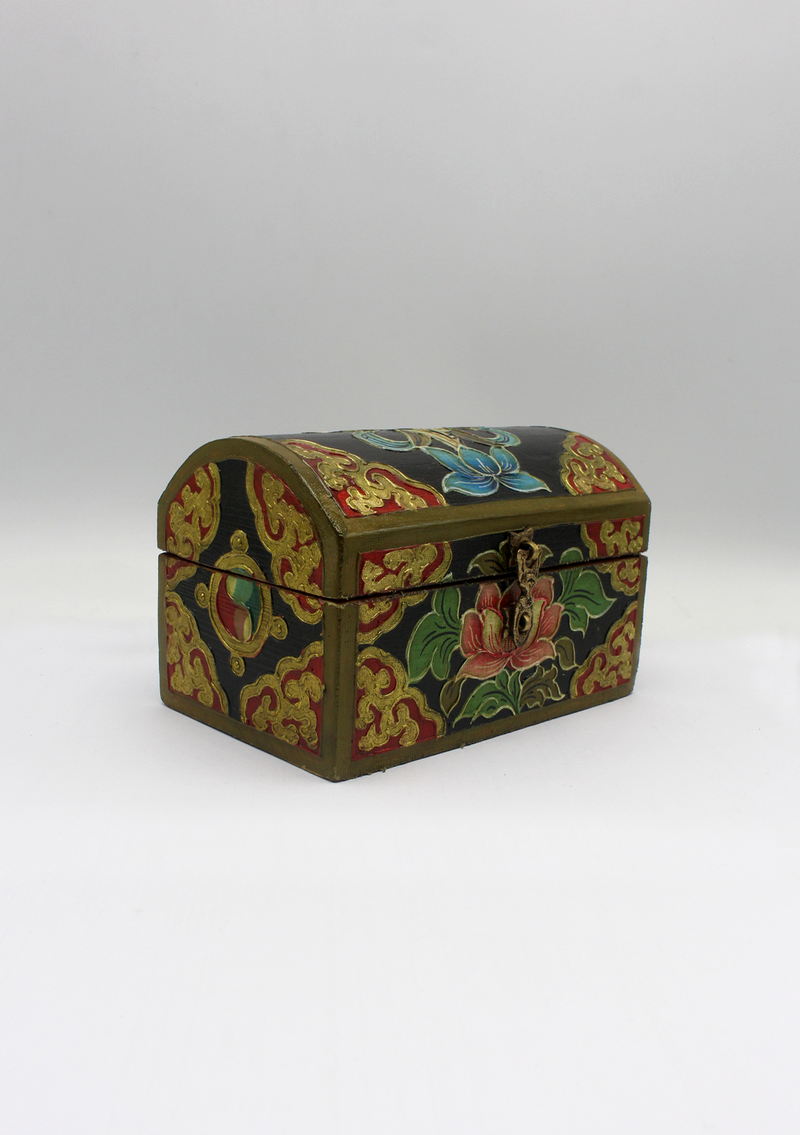 Handpainted Tibetan Wooden Optical Boxes with Conch - Medium
