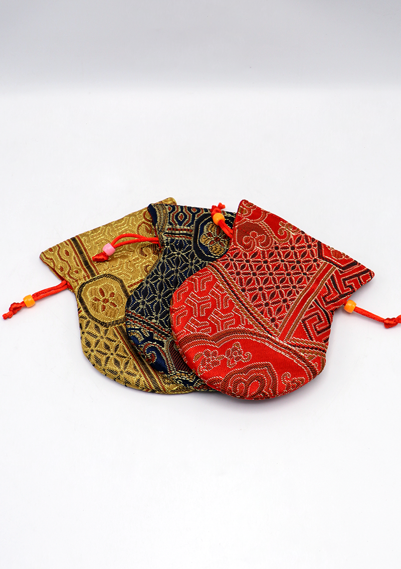 Brocade Drawstring Multicolor Mala Bag Pouch