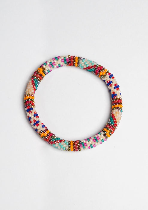 Vibrant and Colorful Nepalese Roll Bead Bracelet