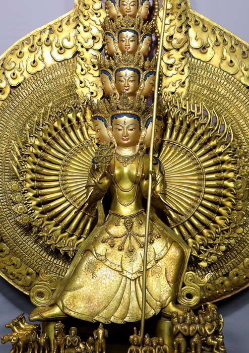 Mastercrafted 24 K Gold Sitatapatra or Dukkar Statue 51"H