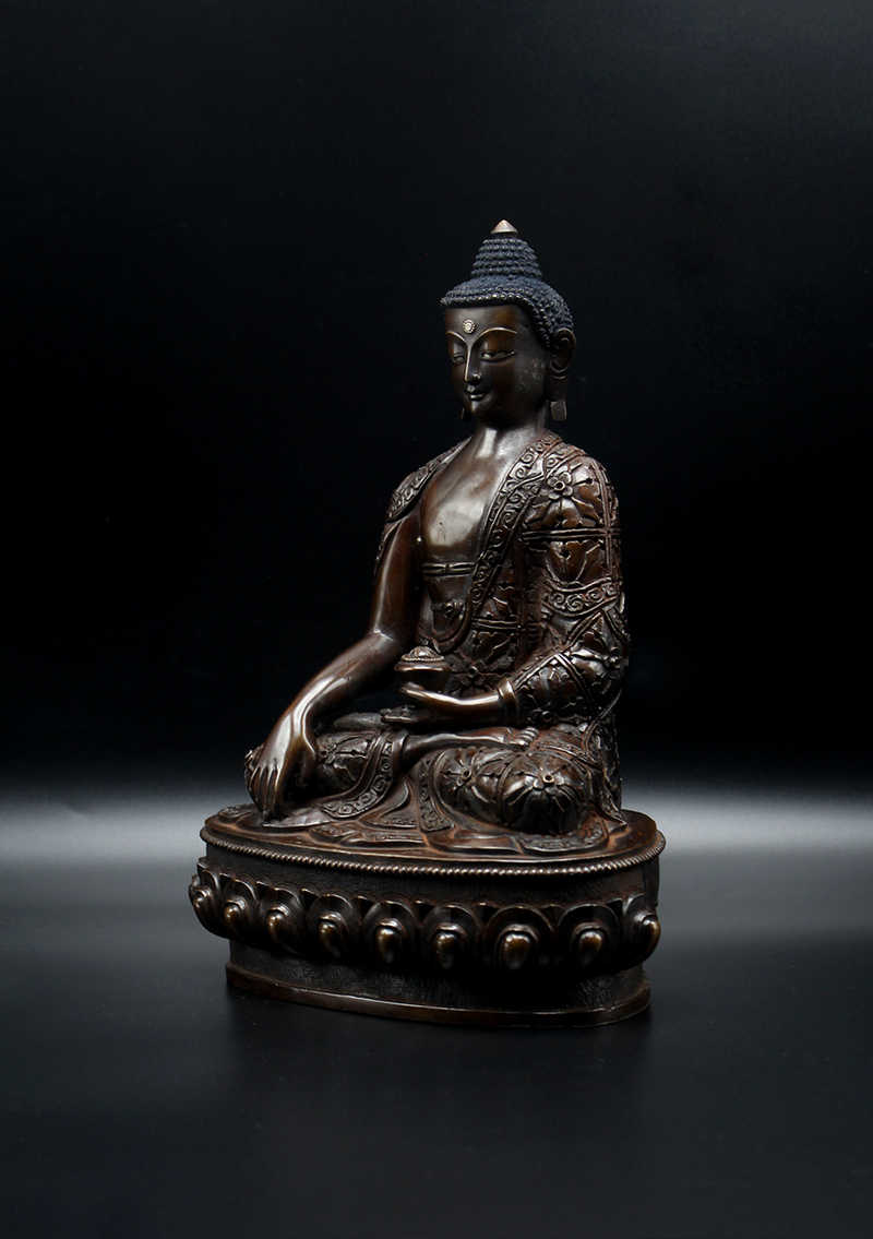 Copper Shakyamuni Buddha Statue 9"H
