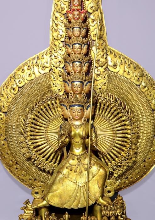 Mastercrafted 24 K Gold Sitatapatra or Dukkar Statue 51"H