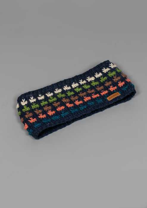 Beautiful Multicolor Handknitted Headband- Deep Blue